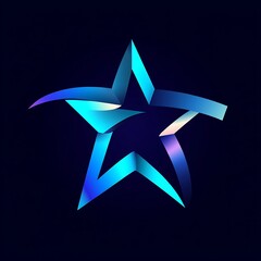 Poster - Futuristic Star Design with Gradient Colors on a Dark Blue Background