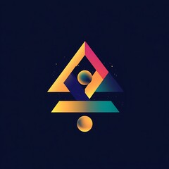 Poster - Geometric abstract with gradients, spheres, triangles, and minimalist forms