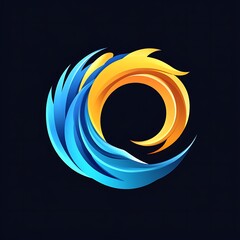Poster - Vibrant Elemental Circle Logo Design Representing Sun and Water Energy