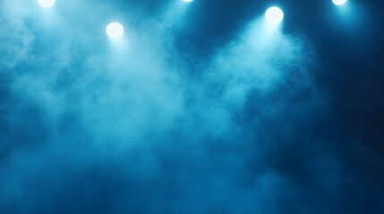 Wall Mural - a very tall cylindrical dark blue stage with dark blue metal surfaces and dramatic dark blue stage l