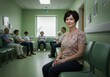© IbragimovN - Confident woman waiting in clinic hallway with seated patients