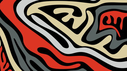 Poster - Abstract curved line background red,black,white,yellow. Abstract wave line pattern texture