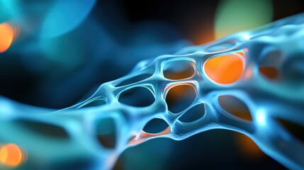 Poster - Dynamic blue network patterns abstract visualization digital art high-tech environment close-up view conceptual technology
