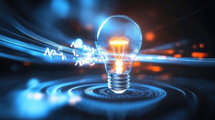 Poster - Illuminating innovation dynamic lightbulb concept in a virtual environment digital art futuristic perspective