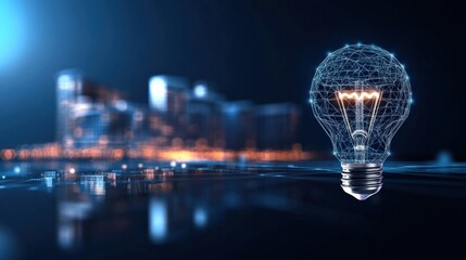 Poster - Innovative light bulb concept illuminating future technology digital art modern environment close-up view creative visualization