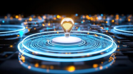 Poster - innovative light bulb concept illuminates technology digital environment graphic design futuristic v