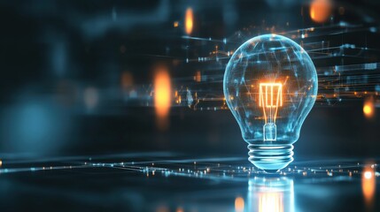 Poster - innovative lightbulb concept showcasing technology in a digital environment futuristic viewpoint gra