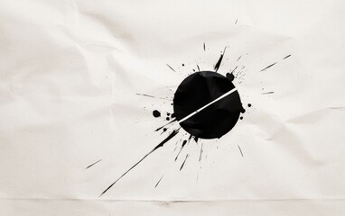 Poster - Black Ink Blot on Crumpled White Paper