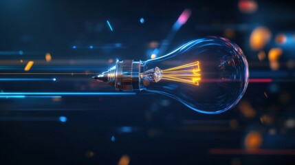 Poster - illuminating innovation dynamic light bulb concept digital space abstract visuals futuristic environ