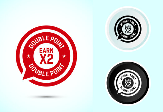 Earn x2 double point icon design illustration. Earn x2 sign symbol for promotion, Color black and white