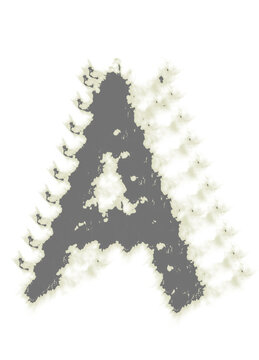 Letter A in 2D gray with a slight smoke effect.