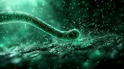 Poster - Sleek and simple of the cholera bacteria Vibrio cholerae displaying its shape and structure in a minimal design  This graphic can be used for medical scientific