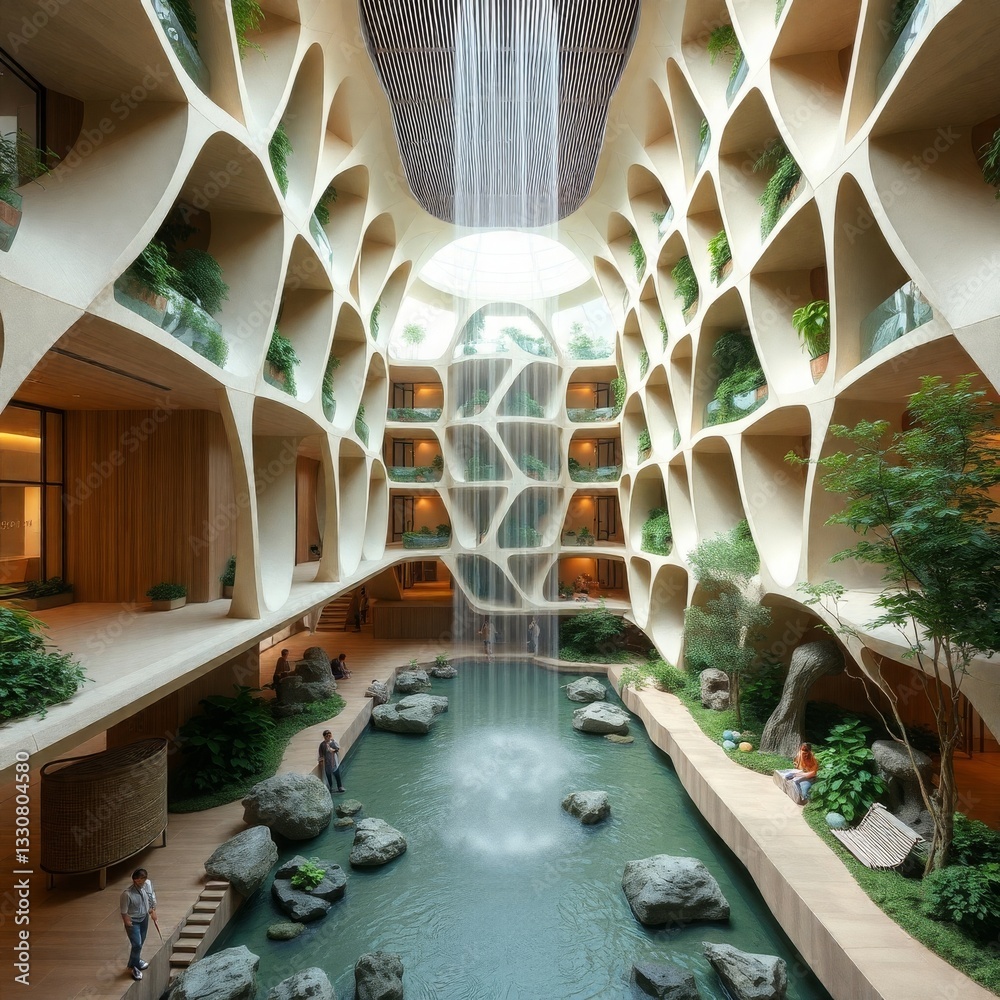 Generative AI Indoor Oasis: Sustainable Hotel Architecture Design hotel ...
