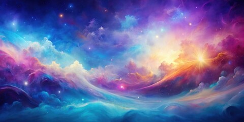 Wall Mural - celestial dreamscape a vivid panorama of cosmic clouds and radiant light, swirling in a symphony of 