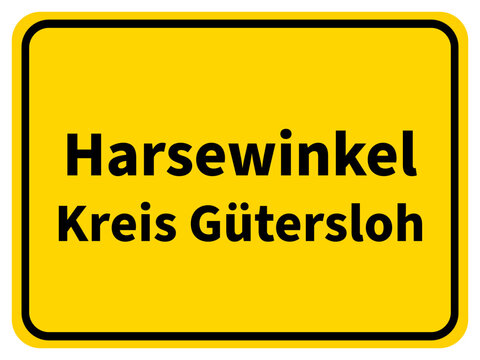 Illustration eines Stadteingangsschildes von Harsewinkel, einer Gemeinde des Kreises Gütersloh
