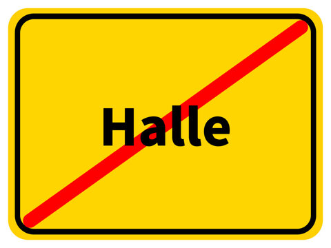 Illustration eines Stadtausgangsschildes von Halle, einer Gemeinde des Kreises Gütersloh