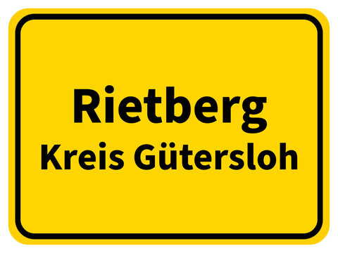 Illustration eines Stadteingangsschildes von Rietberg, einer Gemeinde des Kreises Gütersloh