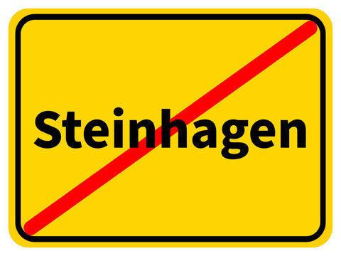 Illustration eines Stadtausgangsschildes von Steinhagen, einer Gemeinde des Kreises Gütersloh