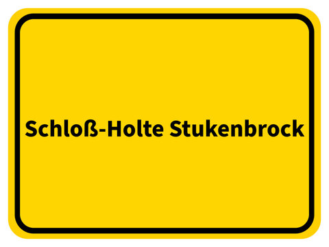 Illustration eines Stadteingangsschildes von Schloß-Holte Stukenbrock, einer Gemeinde des Kreises Gütersloh