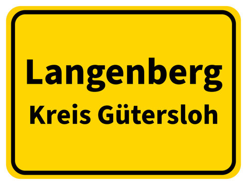 Illustration eines Stadteingangsschildes von Langenberg, einer Gemeinde des Kreises Gütersloh