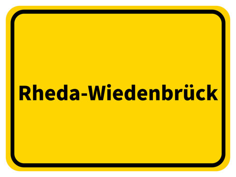 Illustration eines Stadteingangsschildes von Rheda-Wiedenbrück, einer Gemeinde des Kreises Gütersloh