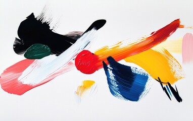Poster - Vivid Abstract Brushstrokes on Textured White Canvas