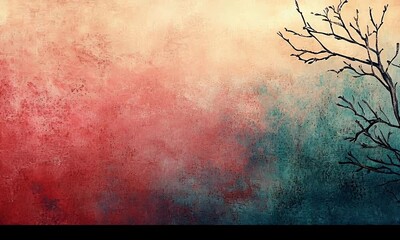 Poster - A muted landscape of barren trees against a vibrant sunset sky