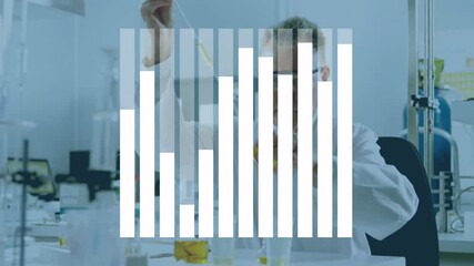 Poster - Conducting experiment with animation overlay, scientist working in laboratory setting