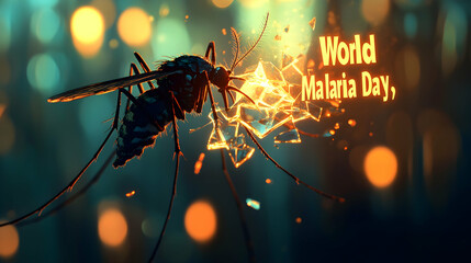 Poster - a powerful malaria prevention poster showcasing a mosquito dissolving into shattered glass with glow
