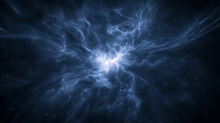 Poster - Cosmic nebula with swirling blue and white gases against a dark backdrop.