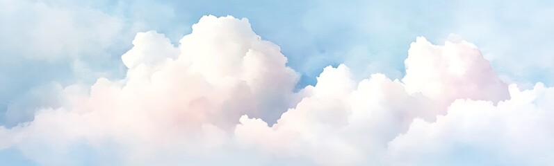 Poster - Soft, fluffy clouds against a serene blue sky create a calming atmosphere.