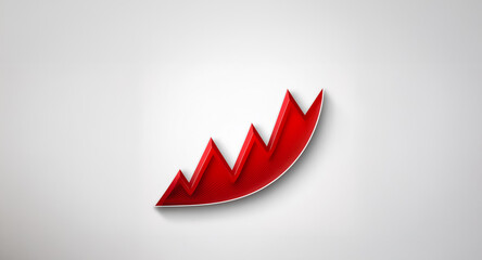 Aufkleber - Stylized upward pointing red jagged shape with pointed edges on clean white background. Subtle shadow effect gives depth.