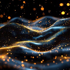 Fototapete - Beautiful wave of light flowing through a dark space creating a stunning visual experience of motion