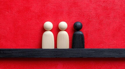 Poster - Two wooden figures displayed on a shelf in a cozy home environment with soft natural lighting