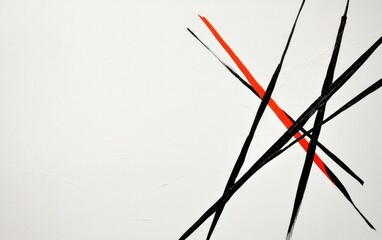 Poster - Abstract Art Red And Black Lines On White Textured Background