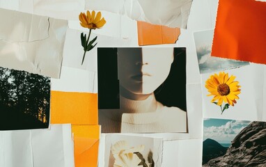 Poster - Photo Collage With Split Face Dark And Light Sides