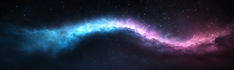 Poster - Colorful cosmic nebula with vibrant blue and pink hues against a starry background.