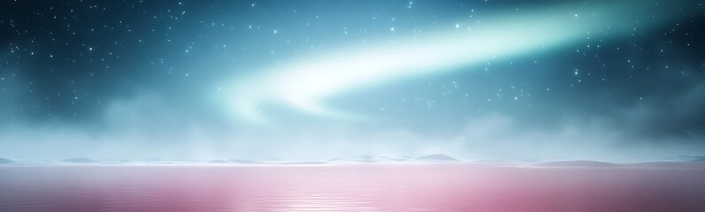 Poster - Dreamy landscape with a glowing sky and calm waters reflecting vibrant colors.