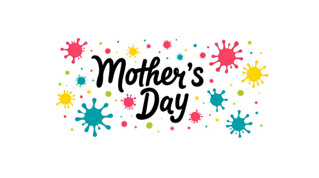 Happy Mothers day greeting card on white background. Hand drawn lettering as celebration Massage Heart Shape Mother's Day