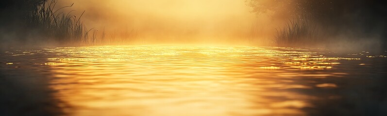 Poster - Golden sunlight reflecting on tranquil water, creating a serene and peaceful atmosphere.