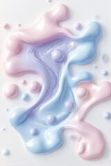 Aufkleber - Colorful abstract patterns of pink and blue liquid paint flowing on a white surface : Generative AI