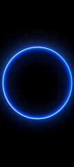 Leinwandbilder - Futuristic Blue Neon Circle on Black Background Ideal for Technology and Abstract Designs in Creative Projects : Generative AI