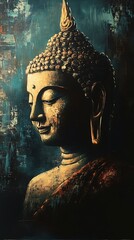 Poster - Elegant Buddha Statue Bathed in Light Showcasing Intricate Craftsmanship and Spiritual Essence in Art Form : Generative AI