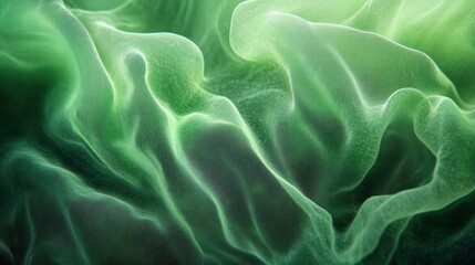Fototapete - Abstract Green Texture with Flowing Waves and Soft Light Creating a Dreamy and Ethereal Atmosphere Suitable for Backgrounds and Artistic Projects