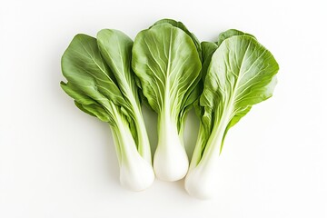 Poster - Three fresh bok choy vegetables with firm green leaves perfect for salads and side dishes for healthy meals : Generative AI
