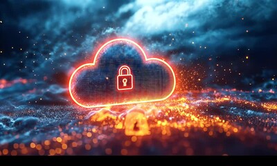 Aufkleber - Secure cloud technology, digital storage,  data protection