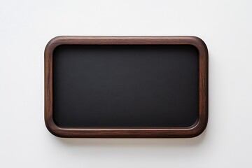 Poster - Elegant rectangular wooden tray with a smooth black surface perfect for serving items : Generative AI