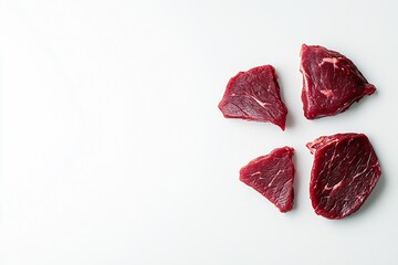 Poster - Premium cuts of raw beef meat displayed on a white background for food styling and presentation : Generative AI