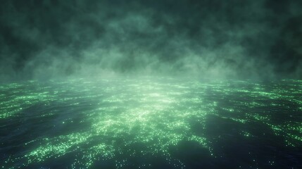 Aufkleber - Mysterious green fog over an ethereal landscape, creating a surreal and dreamlike atmosphere.