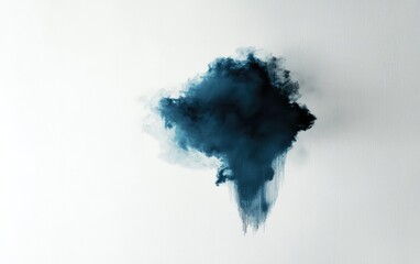 Poster - Dark Blue Ink Blot on Textured White Background